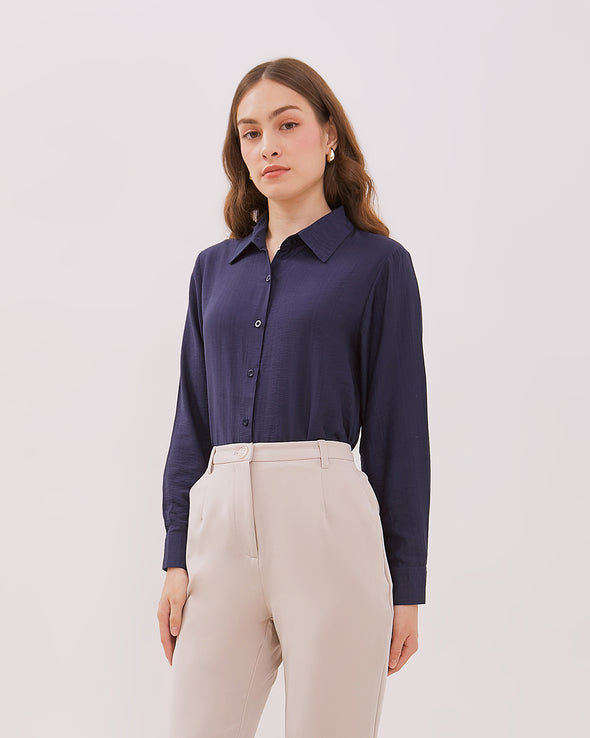 Navy Long-Sleeved Shirt For Women