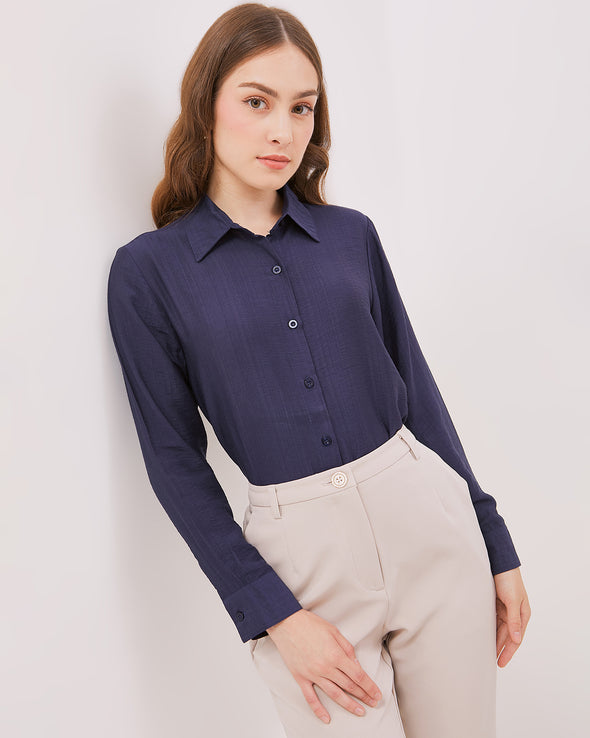 Navy Long-Sleeved Shirt For Women