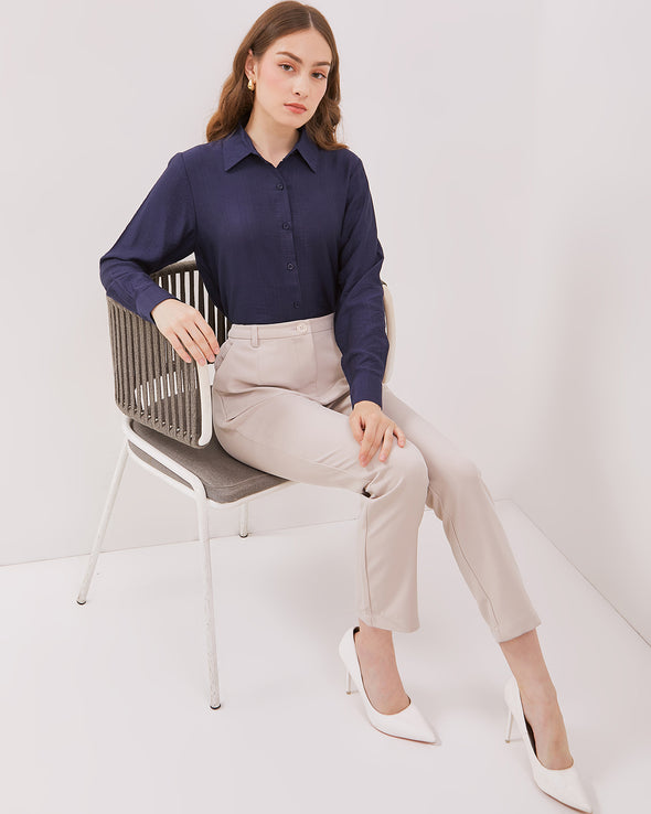 Navy Long-Sleeved Shirt For Women