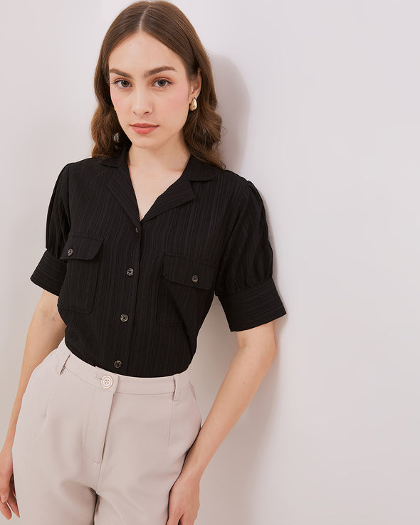 Women's Black Short-Sleeved Shirt