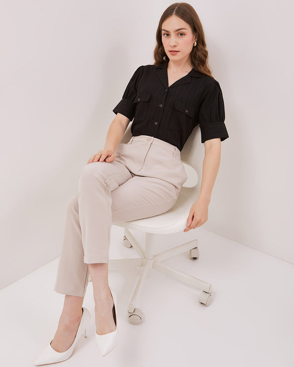 Women's Black Short-Sleeved Shirt