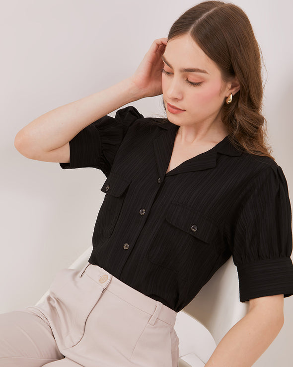 Women's Black Short-Sleeved Shirt