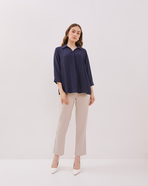 Navy 3/4 Sleeve Women's Shirt