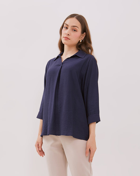 Navy 3/4 Sleeve Women's Shirt