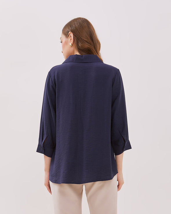 Navy 3/4 Sleeve Women's Shirt