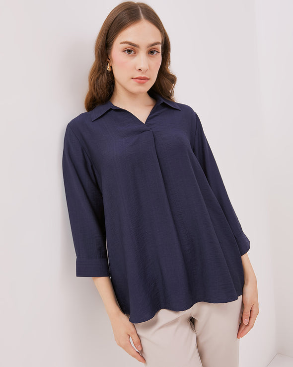 Navy 3/4 Sleeve Women's Shirt
