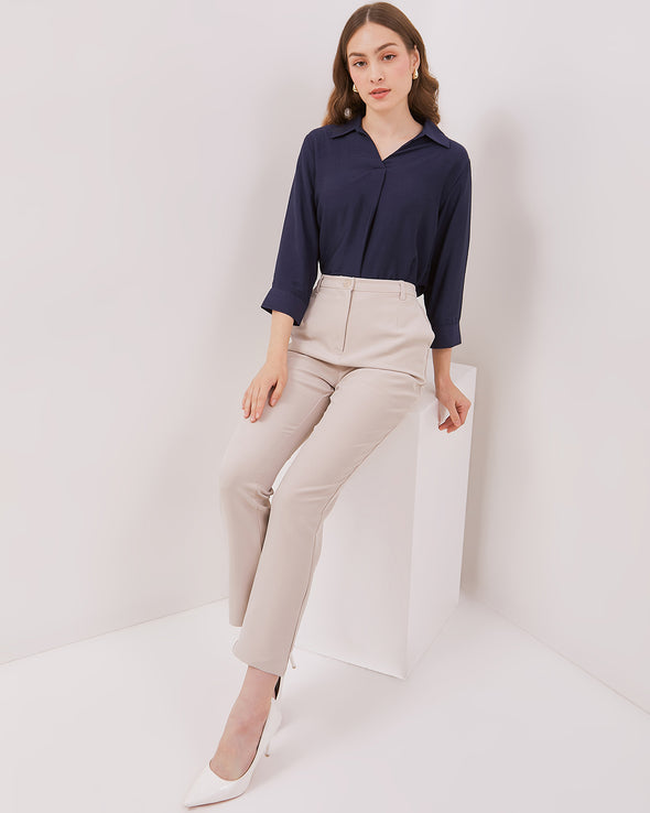 Navy 3/4 Sleeve Women's Shirt