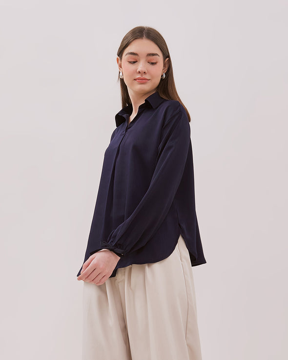 Women's Navy Blue Oversized Blouse