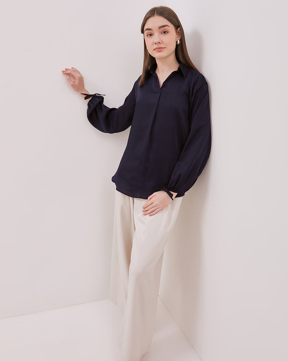 Women's Navy Blue Oversized Blouse