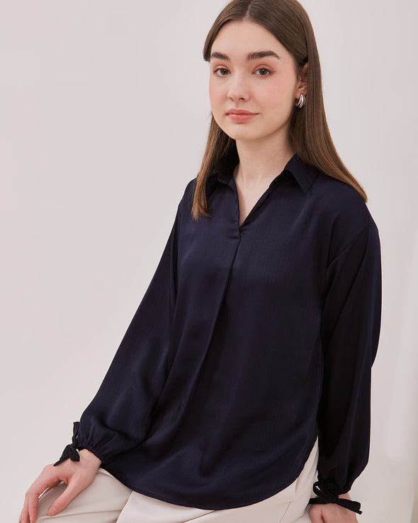 Women's Navy Blue Oversized Blouse