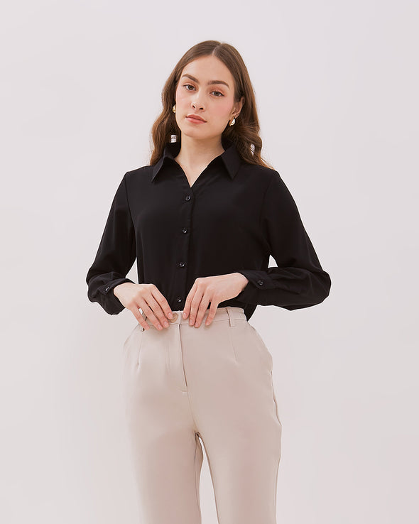 Women's Black Long-Sleeved Shirt