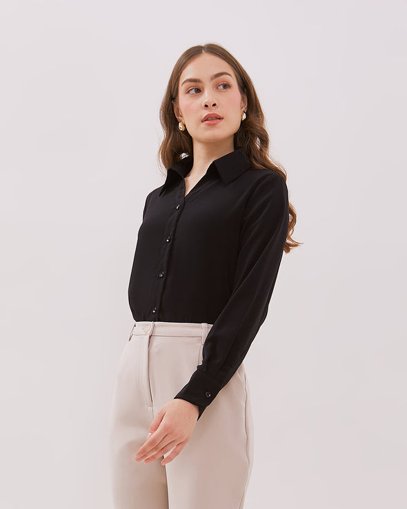 Women's Black Long-Sleeved Shirt