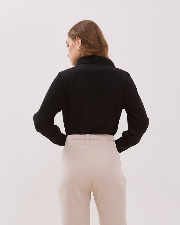 Women's Black Long-Sleeved Shirt