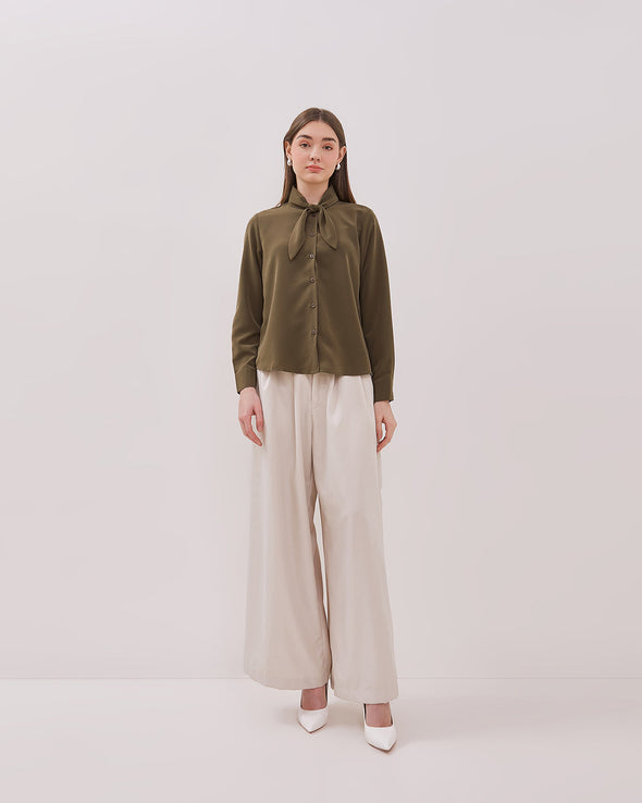 Women's Army Green Long Sleeved Blouse