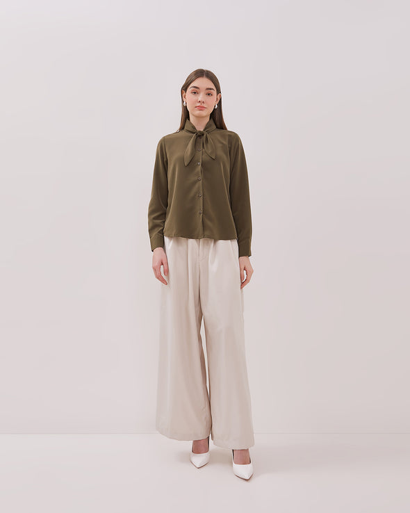 Women's Army Green Long Sleeved Blouse
