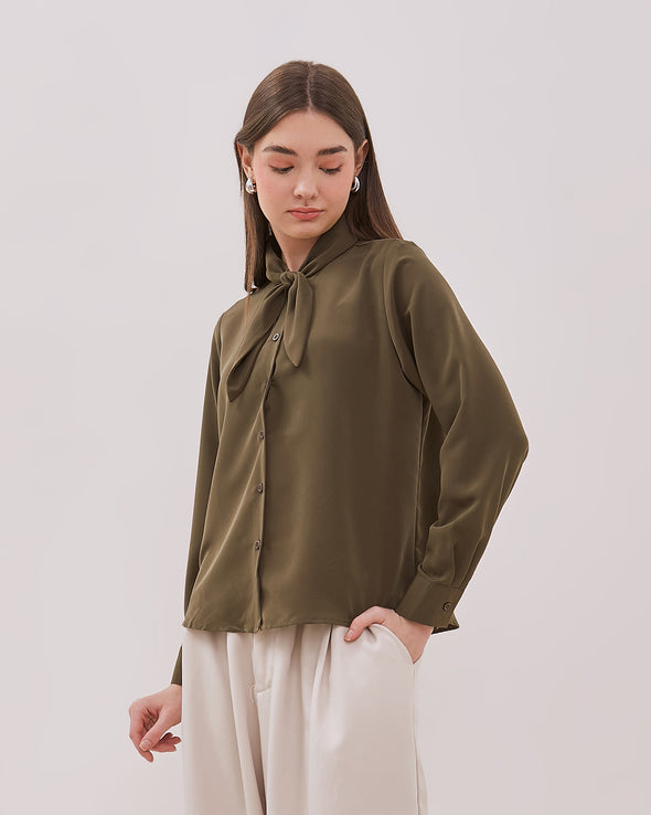 Women's Army Green Long Sleeved Blouse