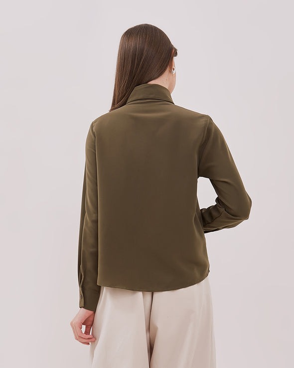 Women's Army Green Long Sleeved Blouse