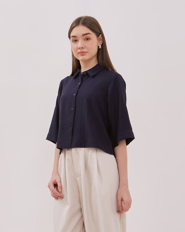 Women's Blue Boxy Shirt