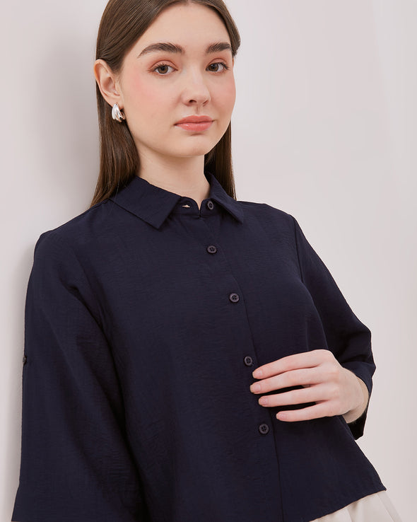 Women's Blue Boxy Shirt