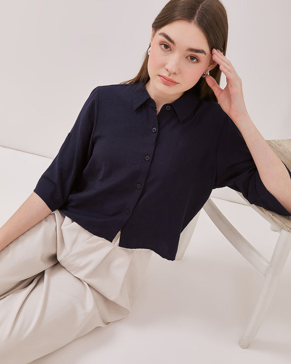 Women's Blue Boxy Shirt