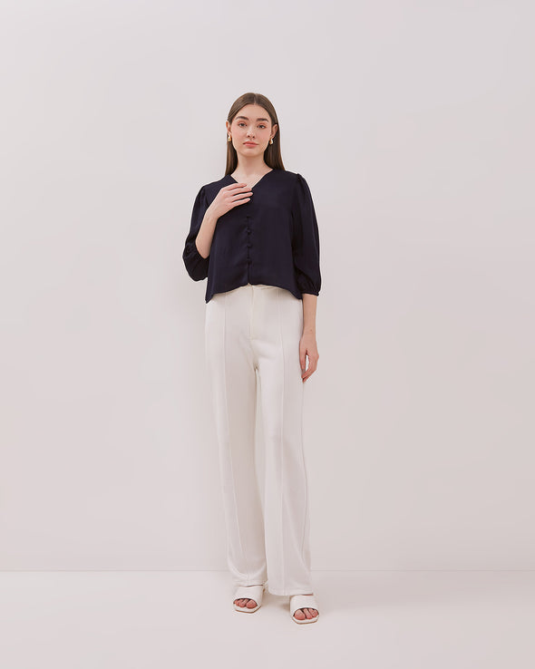 Women's Navy Blue 3/4 Sleeved Blouse