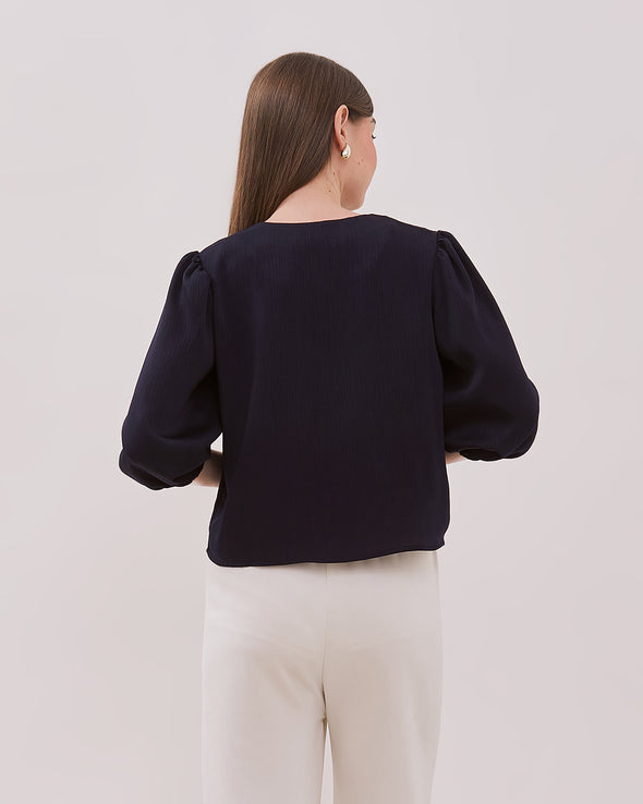 Women's Navy Blue 3/4 Sleeved Blouse