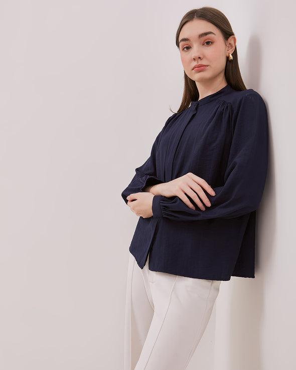Women's Navy Blue Long Sleeved Shirt