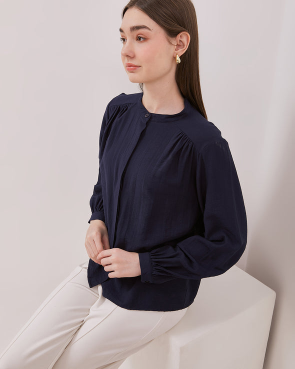 Women's Navy Blue Long Sleeved Shirt