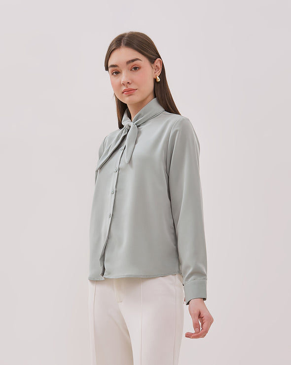 Women's Sage Green Long Sleeved Blouse