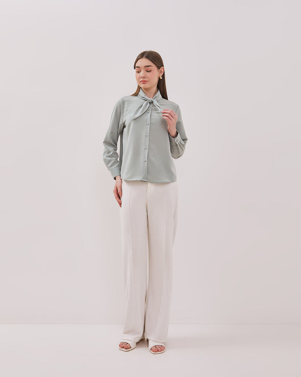 Women's Sage Green Long Sleeved Blouse