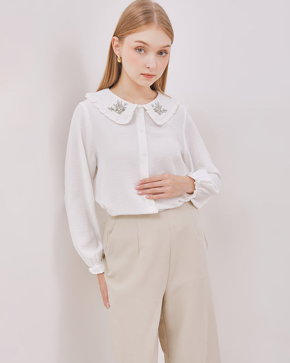 Women's White Long Sleeve Shirt