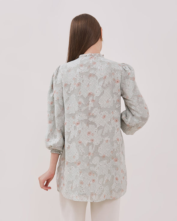 Women's Green Flower Motif Tunic