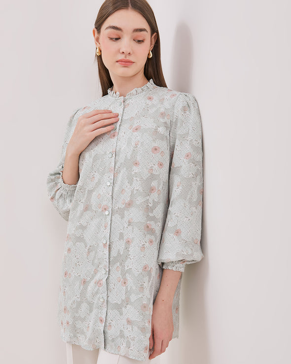 Women's Green Flower Motif Tunic