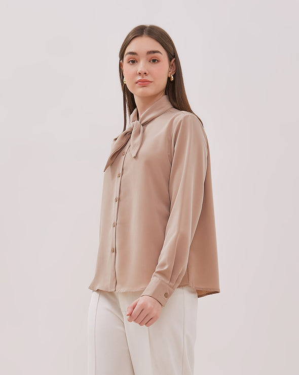 Women's Cream Long Sleeved Blouse