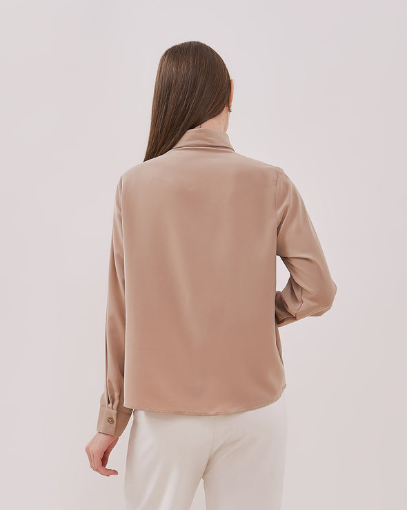 Women's Cream Long Sleeved Blouse