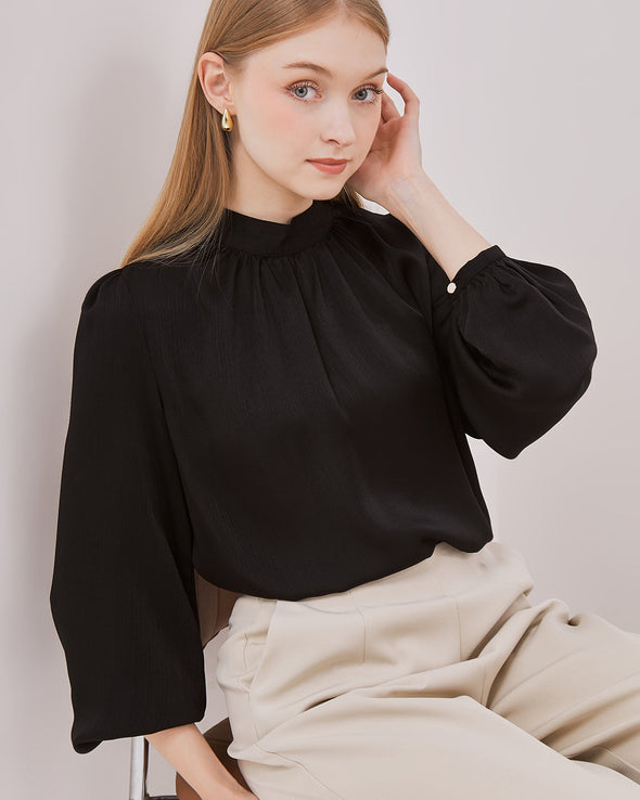 Women's Black Long Sleeved Blouse