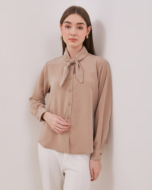 Women's Cream Long Sleeved Blouse
