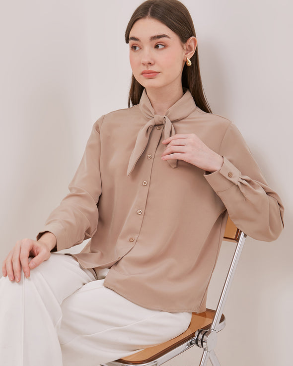 Women's Cream Long Sleeved Blouse