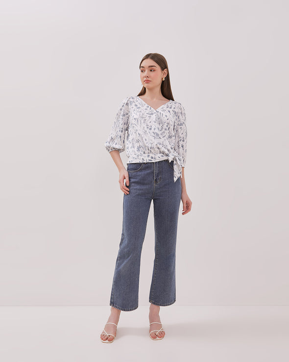 Women's Off-White Printed 3/4 Sleeve Blouse