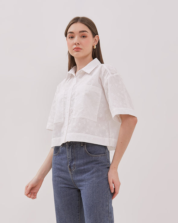 Women's White Short Sleeved Shirt