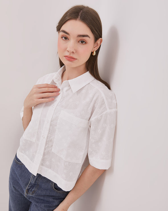 Women's White Short Sleeved Shirt