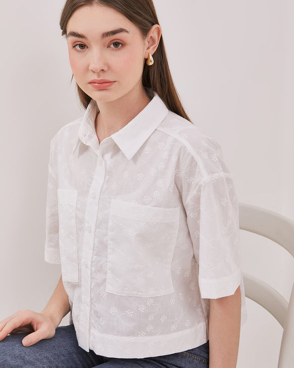 Women's White Short Sleeved Shirt