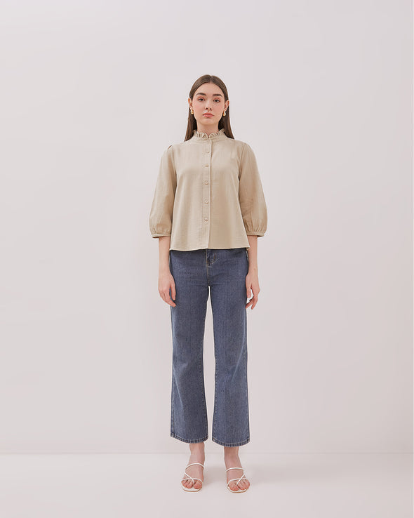 Women's Beige 3/4 Sleeve Blouse