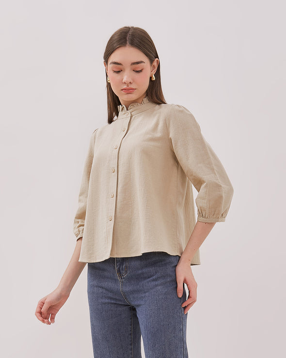 Women's Beige 3/4 Sleeve Blouse