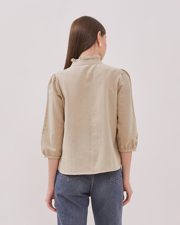 Women's Beige 3/4 Sleeve Blouse