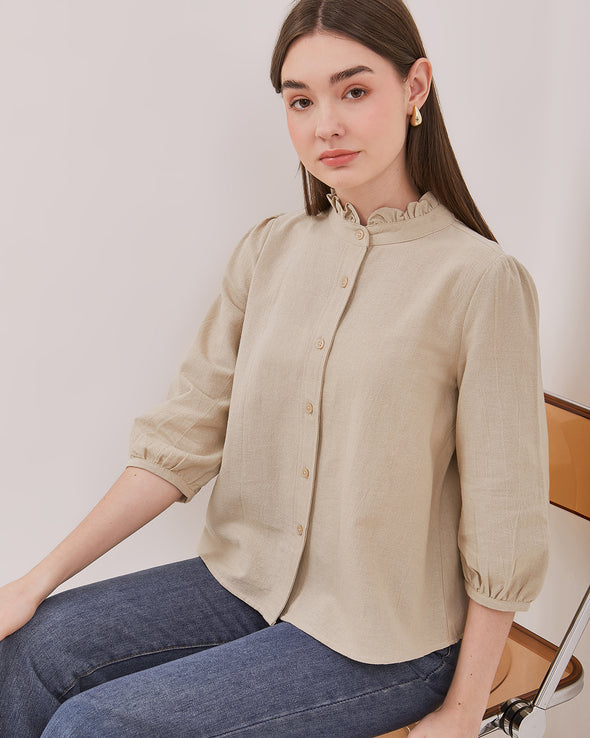 Women's Beige 3/4 Sleeve Blouse
