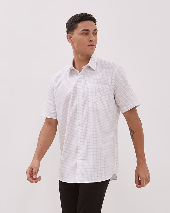 Short Sleeve Shirt With White Motif For Men