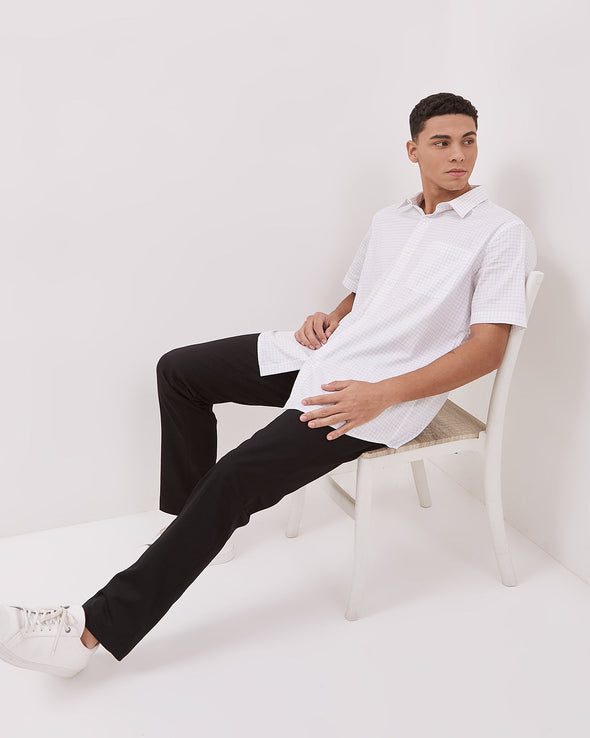 Short Sleeve Shirt With White Motif For Men