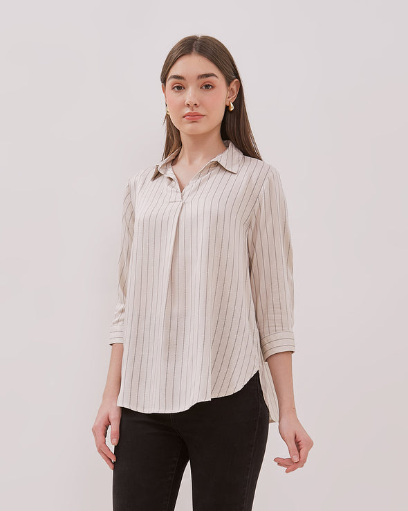 Women's Cream Long Sleeved Shirt