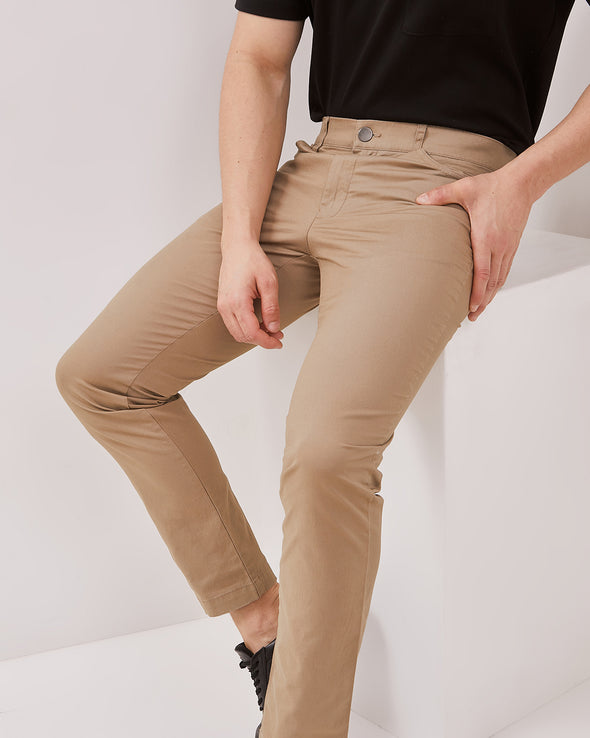 Men's Cream Chinos Slim Fit Trousers